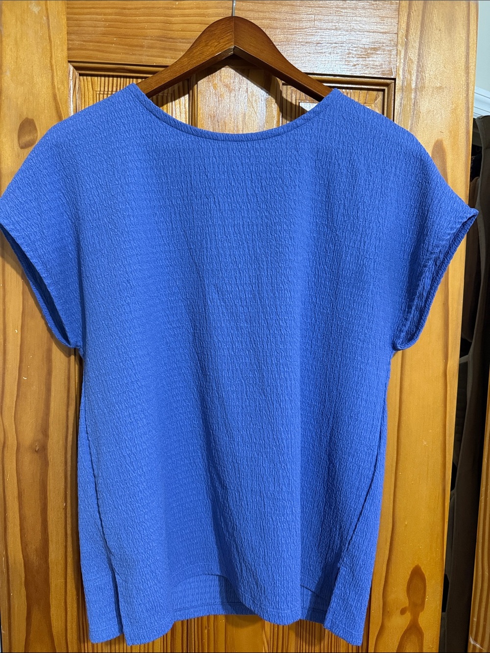 Anne Klein Royal Blue Short Sleeve Textured Top
